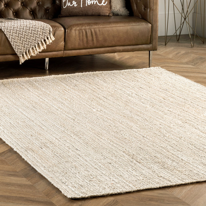 Cruise Handmade Braided Jute Area Rug in Off White Highland Dunes Rug Size: Square 5'