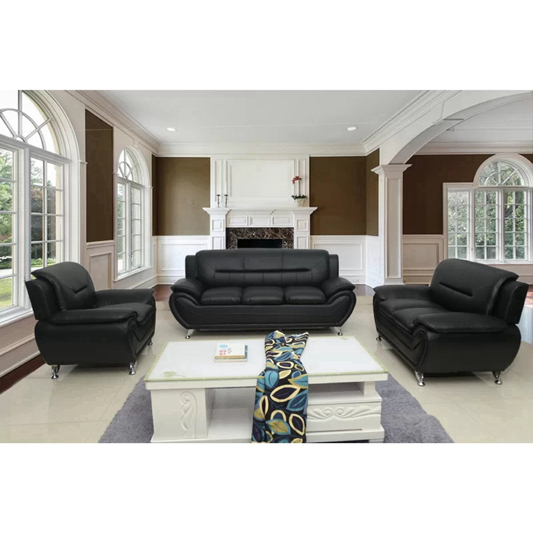 Mulvey 80" Faux Leather Pillow Top Arm Sofa Orren Ellis Upholstery Color: Black