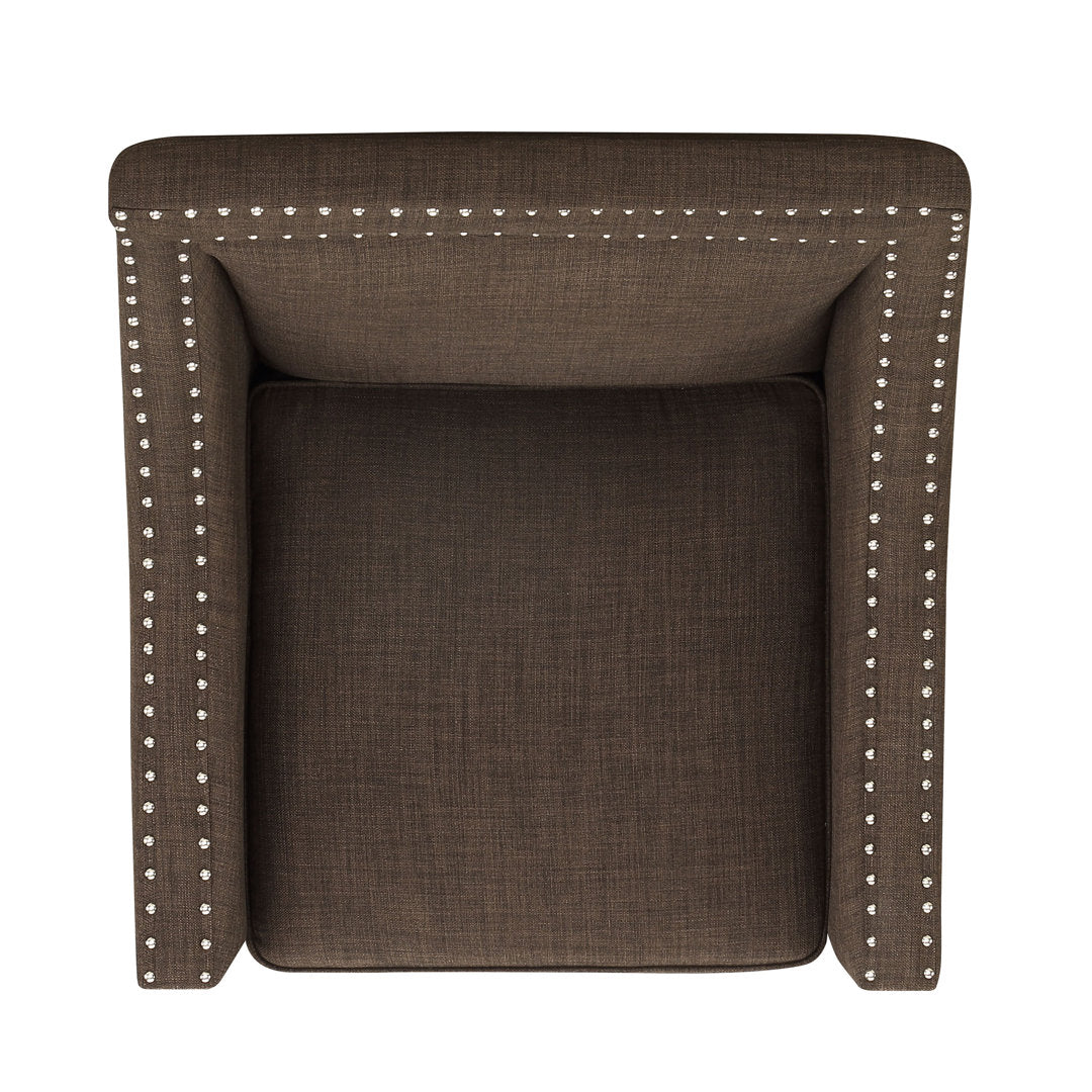 Hilga Erica Accent Armchair With Chrome Nailhead Trim Winston Porter Fabric: Brown Polyester Blend