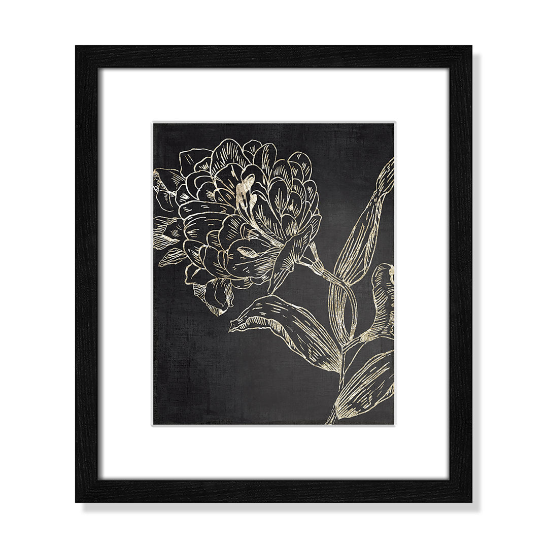 Golden Flower Folklore II by Asia Jensen - Picture Frame Graphic Art Joss & Main Size: 15" H x 13" W  Format: Black Wood Grain Framed