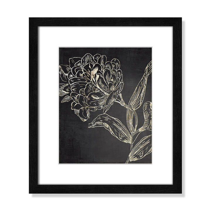 Golden Flower Folklore II by Asia Jensen - Picture Frame Graphic Art Joss & Main Size: 15" H x 13" W  Format: Black Wood Grain Framed