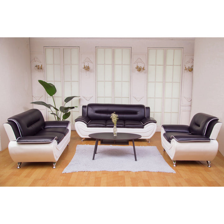 Mulvey 80" Faux Leather Pillow Top Arm Sofa Orren Ellis Upholstery Color: Black/White