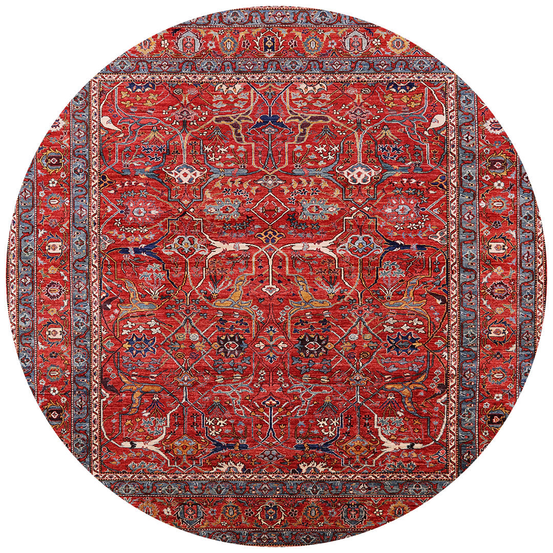 Frauke Oriental Red Area Rug Bungalow Rose Rug Size: Round 4'