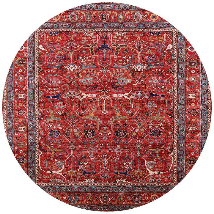 Frauke Oriental Red Area Rug Bungalow Rose Rug Size: Round 4'