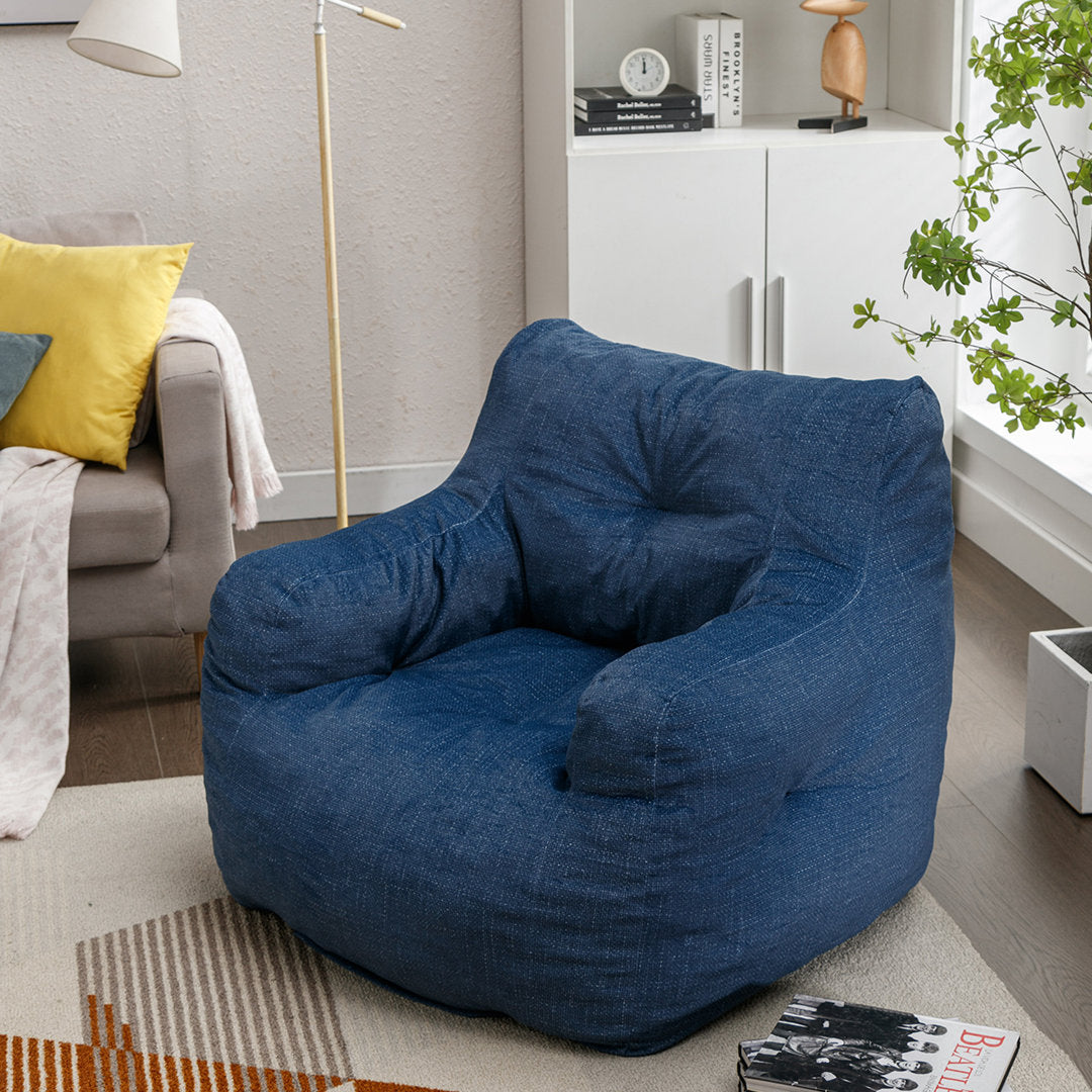Medium Bean Bag Chair Viv + Rae™ Body Fabric: Blue Linen