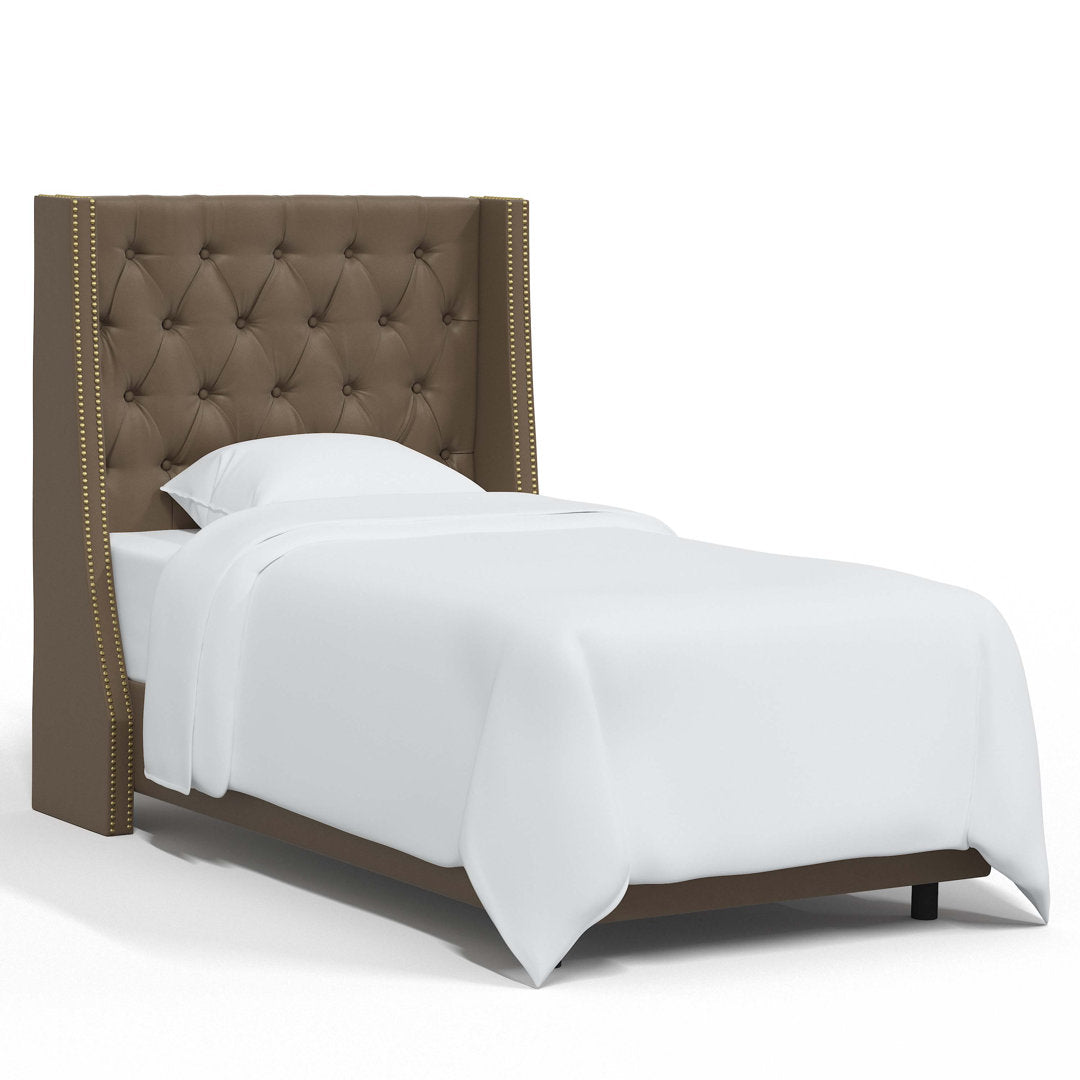 Annabel Upholstered Wingback Bed Kelly Clarkson Home Size: Twin Body Fabric: Lustrous Otter Velvet