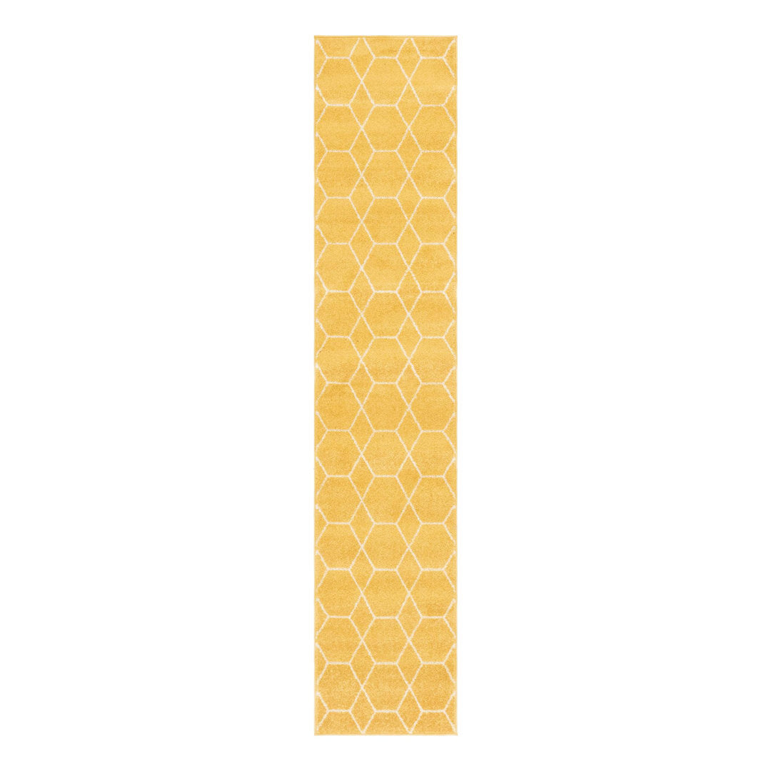 Debrodie Geometric Yellow Area Rug George Oliver Rug Size: Runner 2' x 6'1"