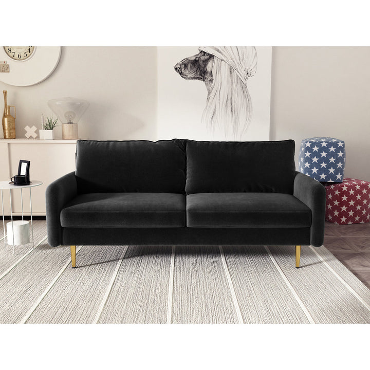Javonta 70'' Upholstered Sofa Everly Quinn Fabric: Black Velvet