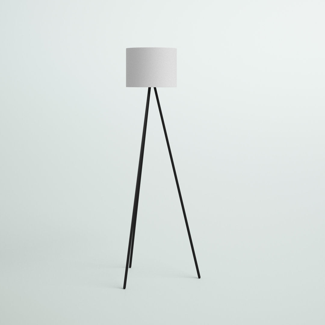 61.5" Mid-Century Modern Tripod Floor Lamp, Black Ebern Designs