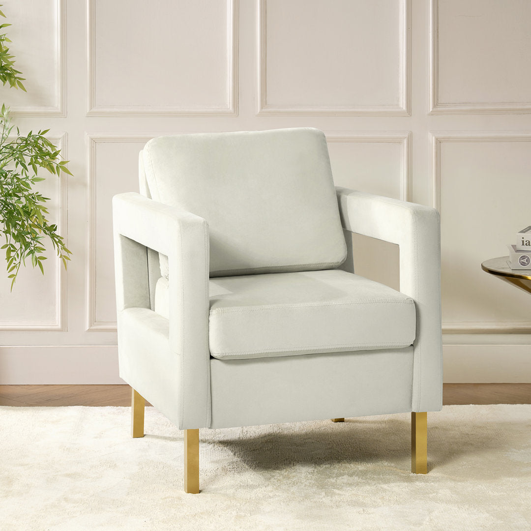 Clayne Velvet Armchair Etta Avenue™ Fabric: Ivory Velvet
