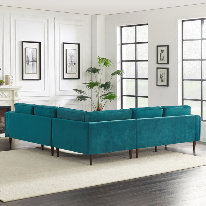 Isaak 105" Wide Symmetrical Corner Etta Avenue™ Fabric: Teal Velvet