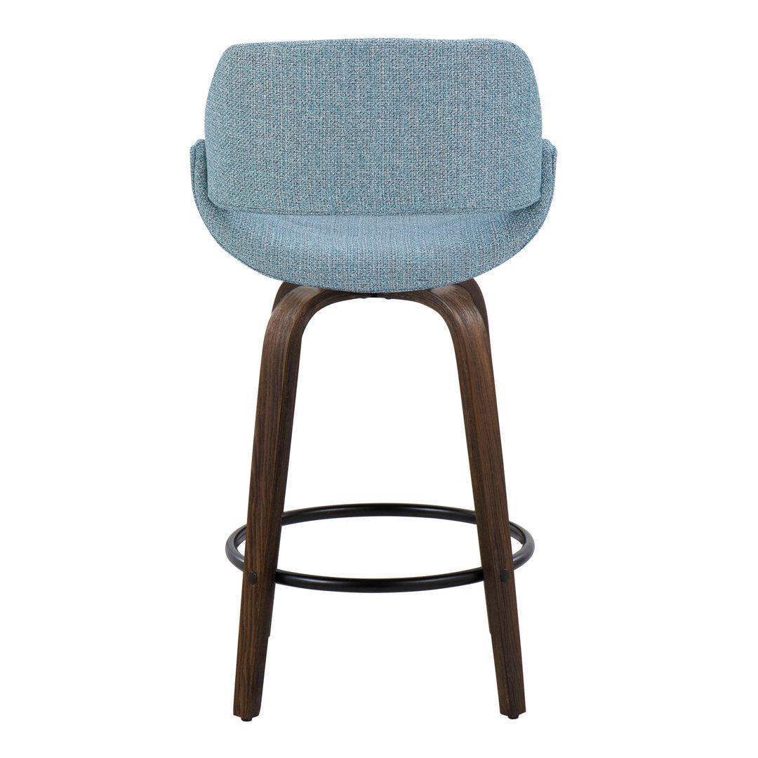 Lakyia Upholstered Bar & Counter Stool with Round Footrest George Oliver Upholstery: Blue, Seat Height: Counter Stool (26" Seat Height)