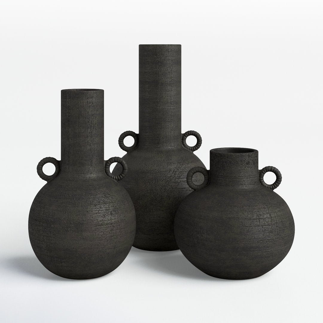 3 Piece Iyanna Ceramic Table Vase Set Birch Lane™ Color: Black