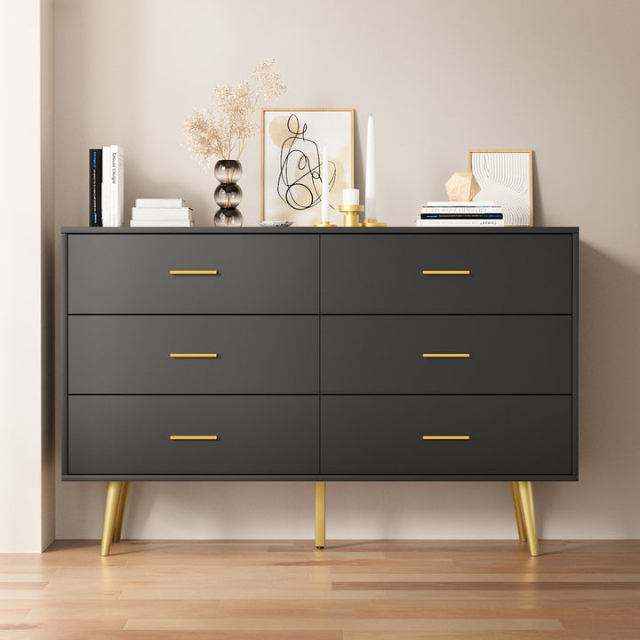 Kamily 6 Drawer 47.25" W Double  Dresser Mercer41 Color: Black