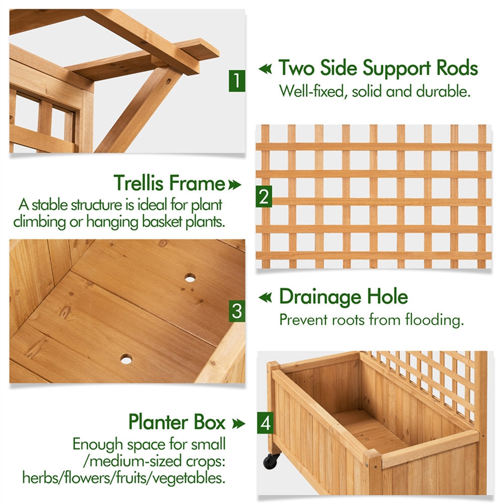 Handmade 72″ H × 35.5″ W Wood Planter Box with Trellis Arlmont & Co. Color: Light Brown