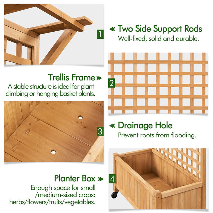 Handmade 72″ H × 35.5″ W Wood Planter Box with Trellis Arlmont & Co. Color: Light Brown