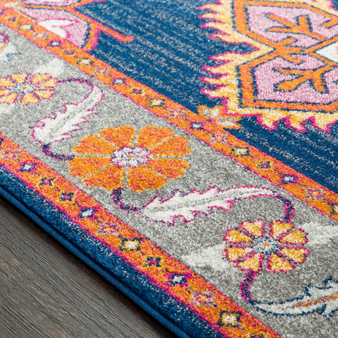 Adelia Oriental Blue/Orange Area Rug Langley Street® Rug Size: Rectangle 6'7" x 9'
