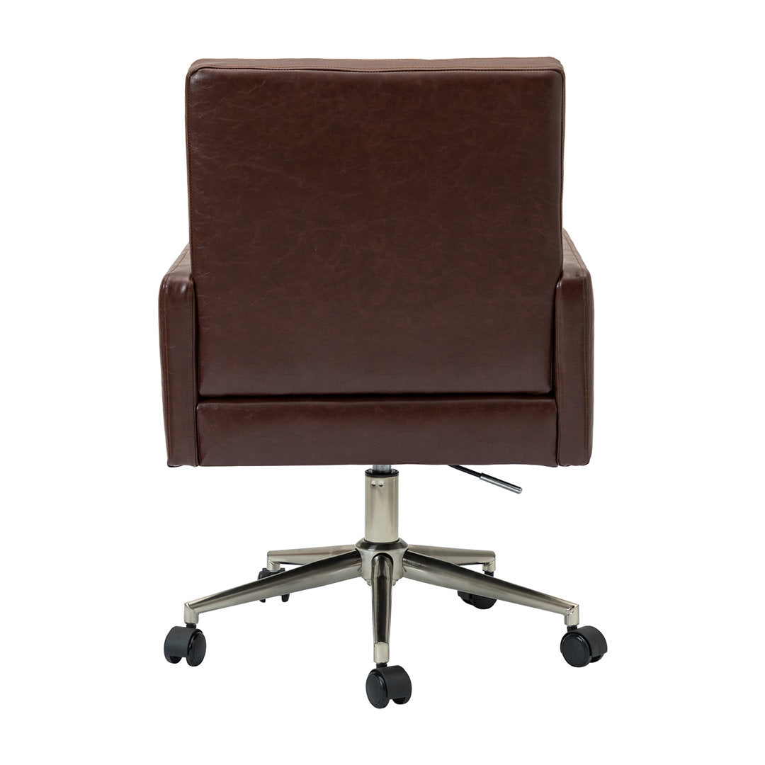 Auric Mid-Century Modern Vegan Leather Height-Adjustable Swivel Office Chair Wade Logan® Upholstery Color: Brown