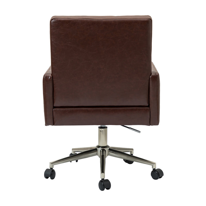Auric Mid-Century Modern Vegan Leather Height-Adjustable Swivel Office Chair Wade Logan® Upholstery Color: Brown