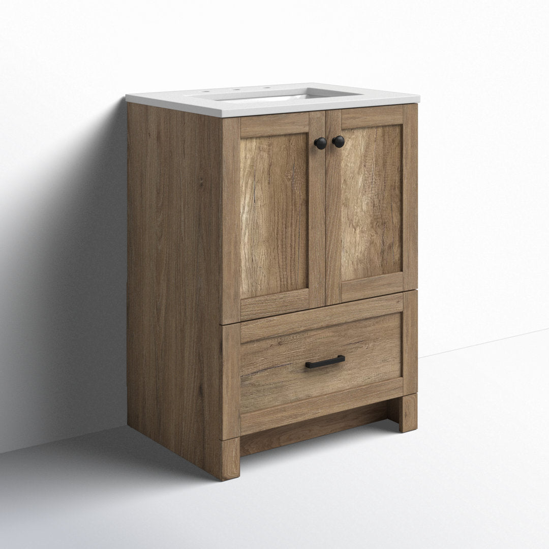 Ahmed 24" D x 19'' D x 34'' H Single Bathroom Vanity Sand & Stable™ Base Finish: Natural Oak