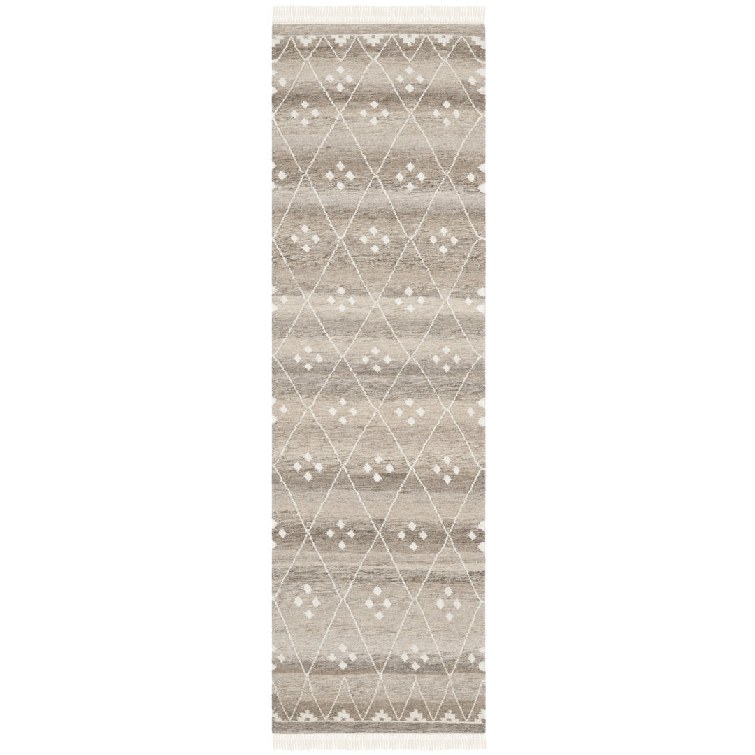 Natural Kilim Hand Woven 60% Wool, 20% Viscose, And 20% Cotton Geometric Rug Union Rustic Rug Size: Runner 2'3" x 12'