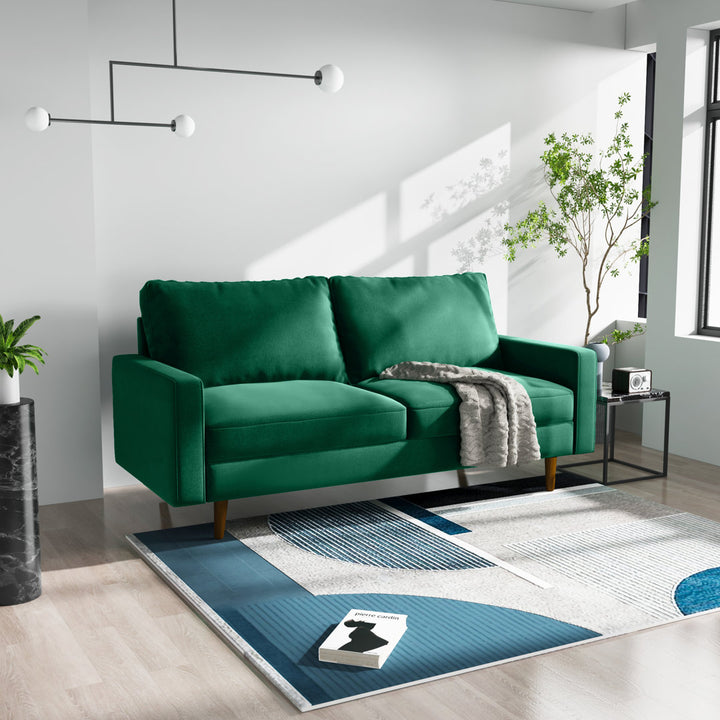 Markham 70" Velvet Square Arm Sofa Willa Arlo™ Interiors Fabric: Green Polyester