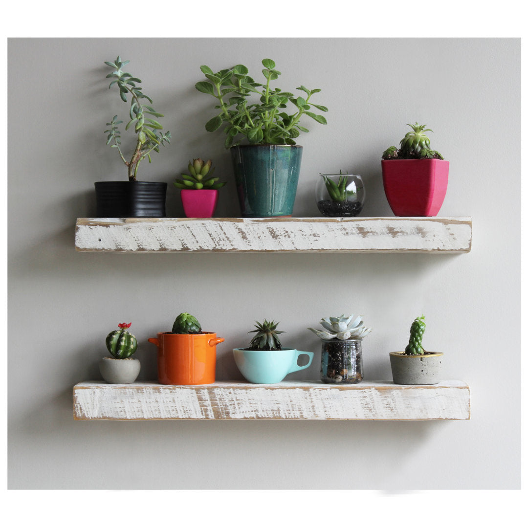Joao 2 Piece Solid Wood Floating Shelf with Reclaimed Wood Gracie Oaks Size: 2" H x 24" W x 7" D Finish: White Washed