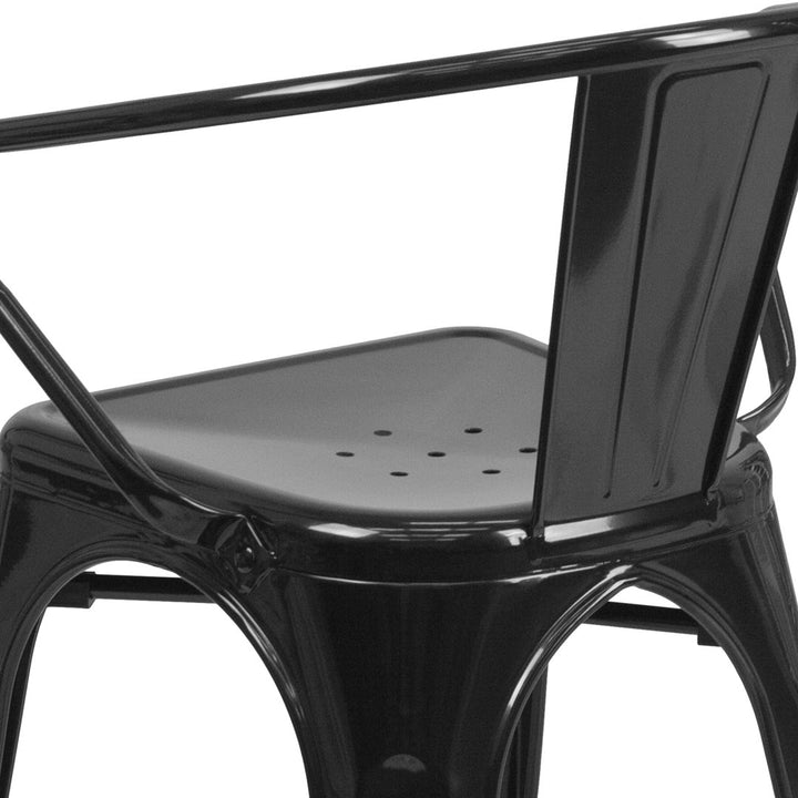 Hucheson Metal Indoor-Outdoor Chair with Arms Flash Furniture Seat Finish: Black