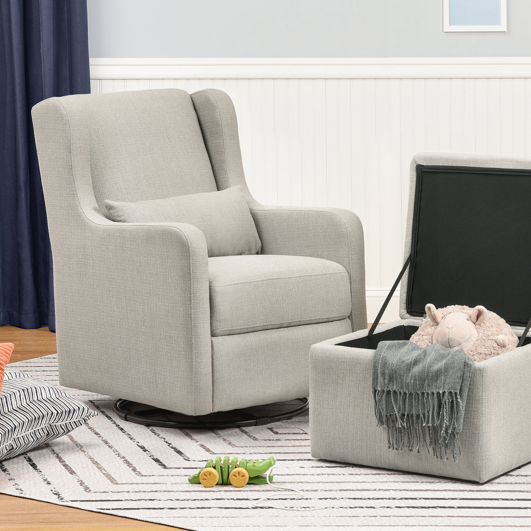 Adrian Swivel Glider and Ottoman Carter's by DaVinci Upholstery Color: Gray Tweed