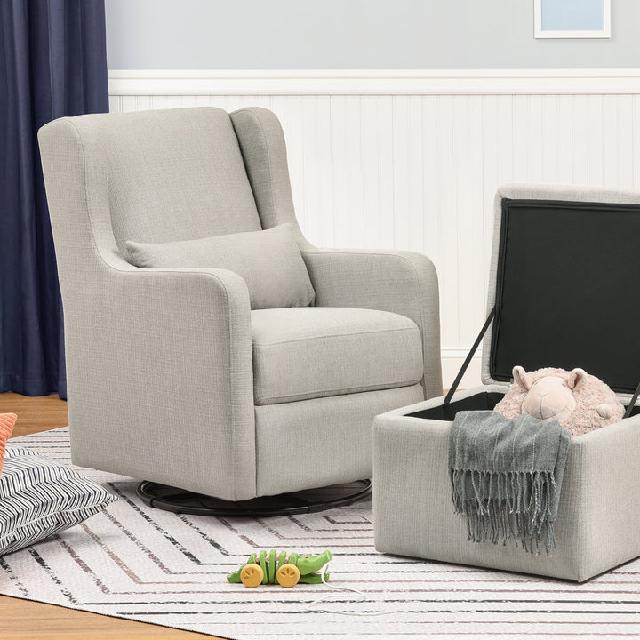 Adrian Swivel Glider and Ottoman Carter's by DaVinci Upholstery Color: Gray Tweed