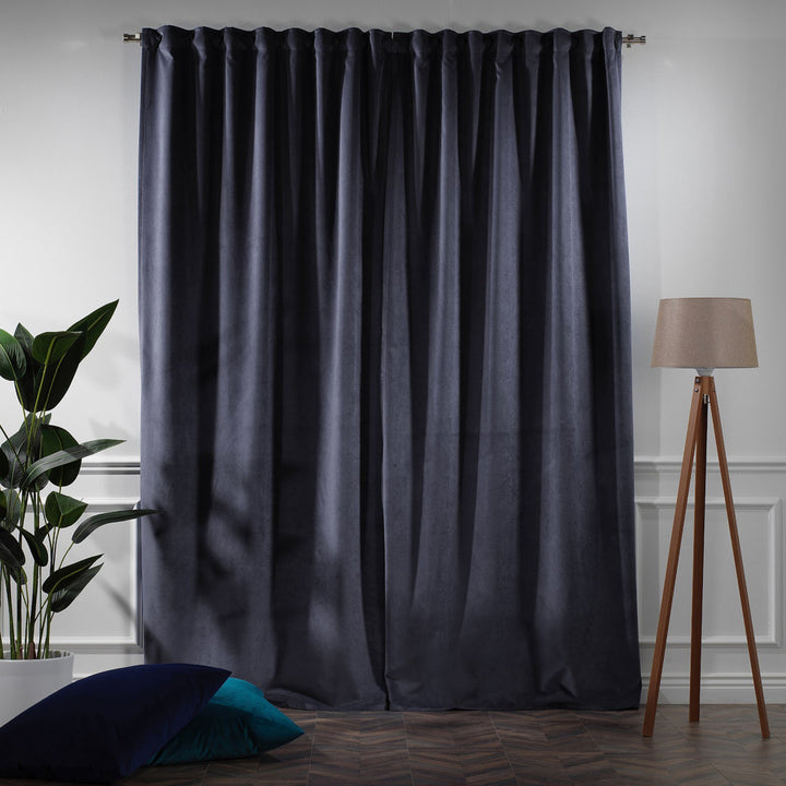 Matte Velvet Extra wide x Extra Long Custom Made Decorative Single Panel Lilijan Home & Curtain Curtain Color: 71 Independence Size per Panel: 100" W x 108" L