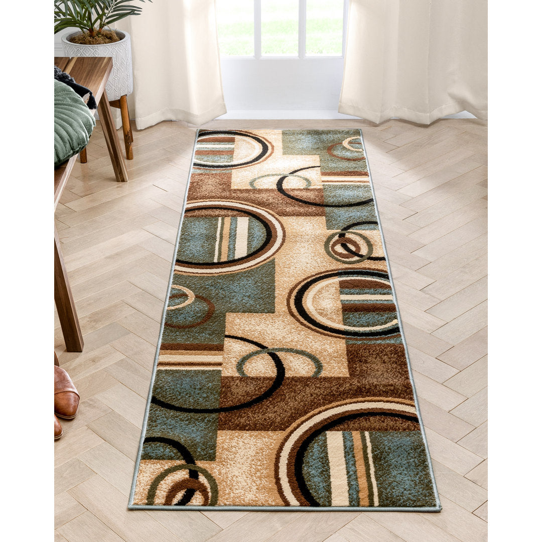 Abbie Arcs & Shapes Light Blue Modern Rug Winston Porter Rug Size: Runner 2'7" x 9'6"
