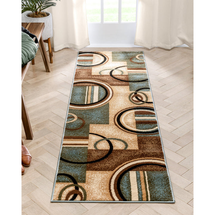 Abbie Arcs & Shapes Light Blue Modern Rug Winston Porter Rug Size: Runner 2'7" x 9'6"