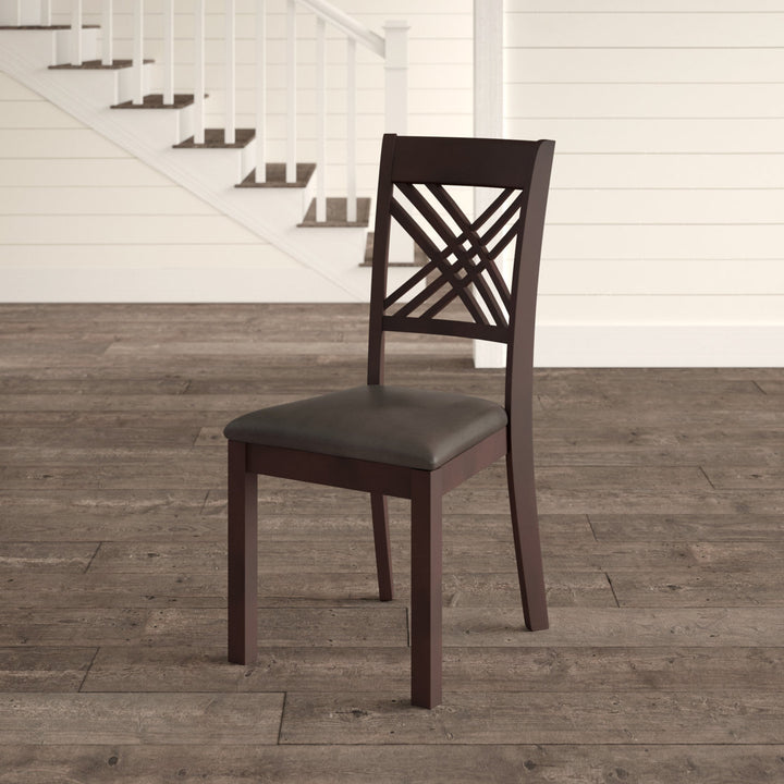 Earlville Solid Wood Cross Back Side Chair in Espresso Cherry (Set of 2) Lark Manor™
