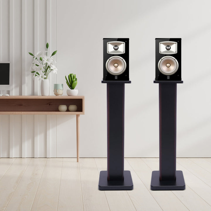 Wood 27.6" Fixed Height Speaker Stand (Set of 2) Latitude Run® Finish: Dark Brown
