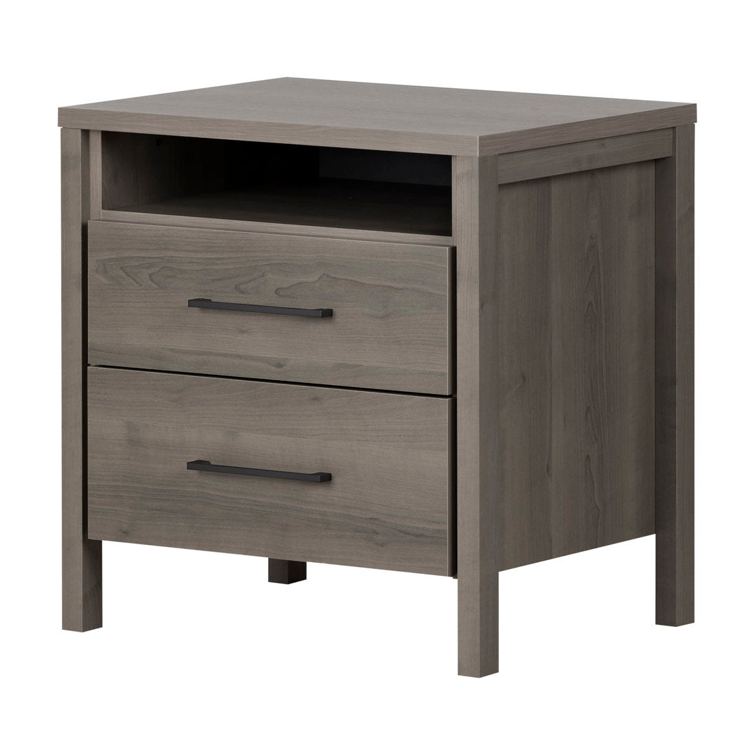 Gravity 2 - Drawer Nightstand South Shore Color: Gray Maple/Black