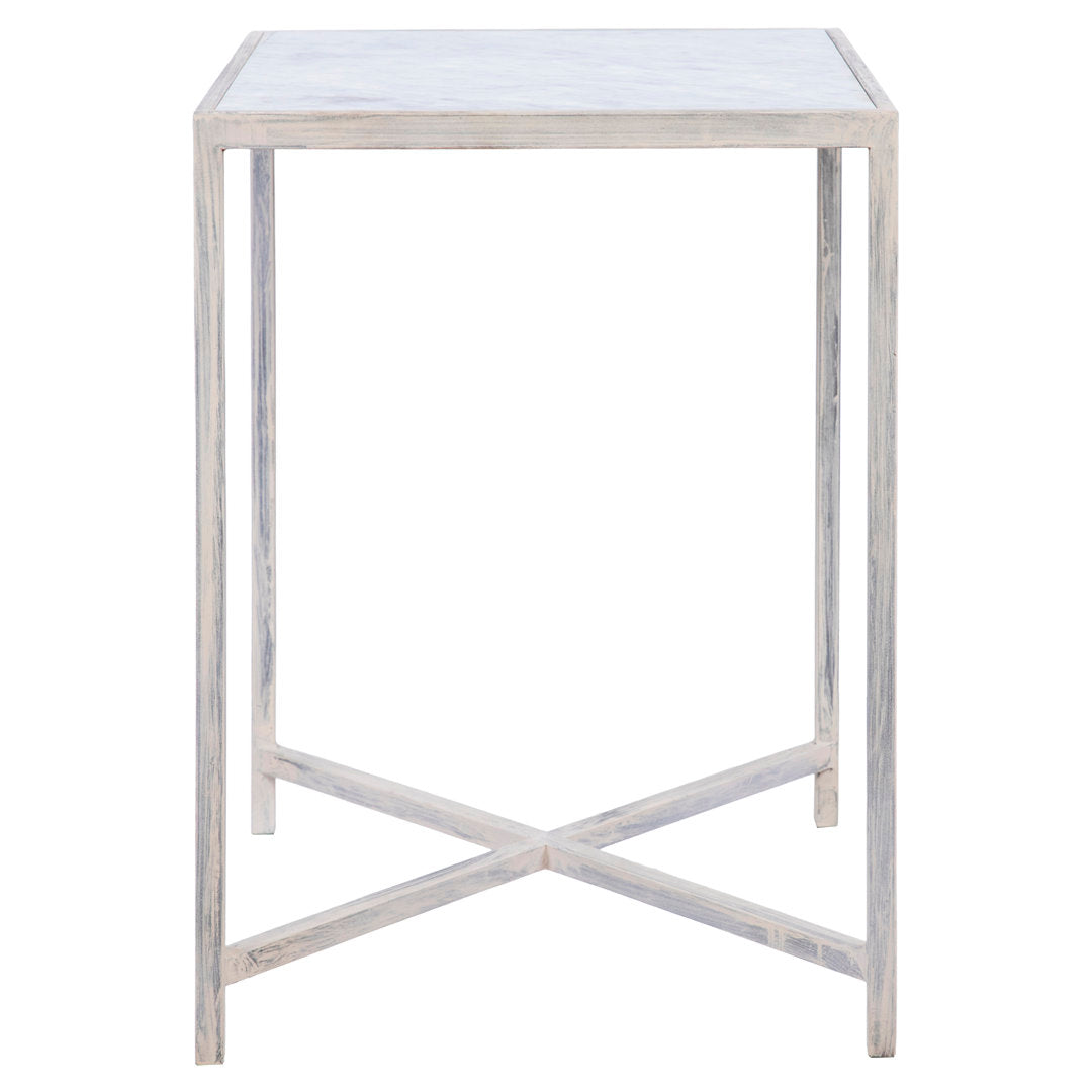 LA Marble Cross Legs End Table ellahome Table Base Color: Deep Ocean