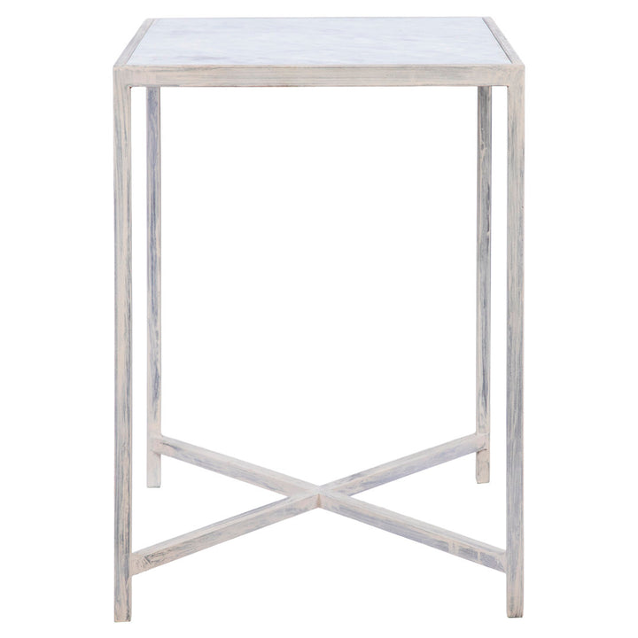 LA Marble Cross Legs End Table ellahome Table Base Color: Deep Ocean