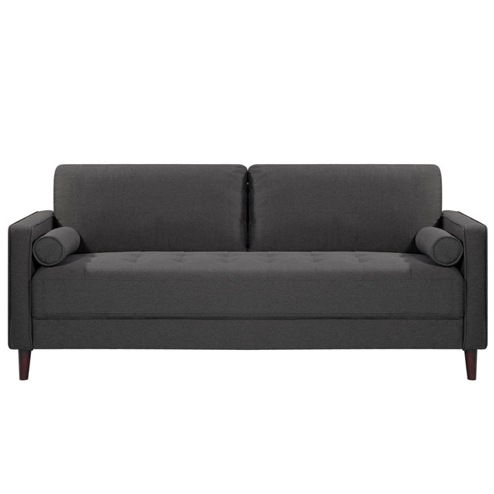 Garren 75.6'' Square Arm Tufted Sofa Mercury Row® Fabric: Heather Grey Linen