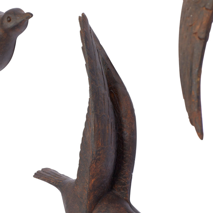 3 Piece Brown Polystone Metallic 3D Sculpted Bird Wall Decor Set Breakwater Bay