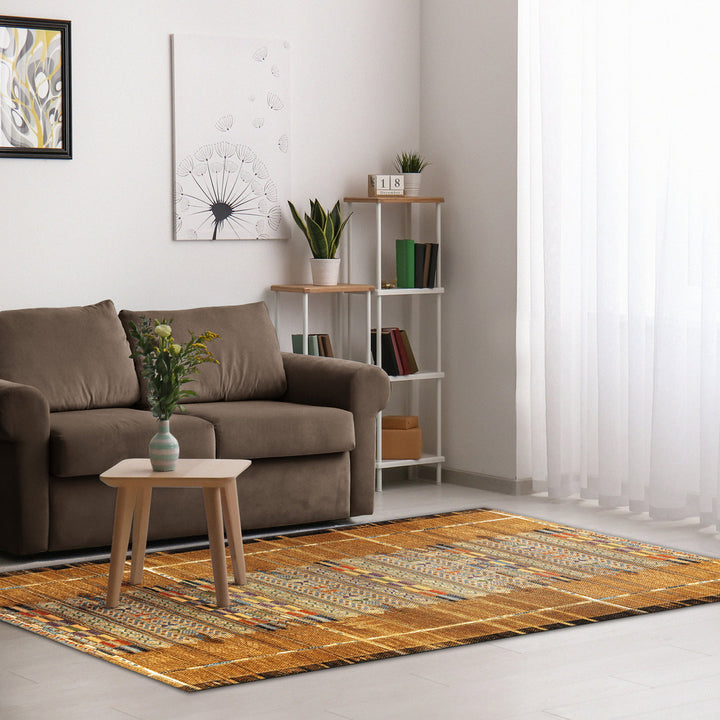 Augustus Southwestern Flatweave Gold Indoor/Outdoor Area Rug Mistana™ Rug Size: Rectangle 7'10" x 9'10"