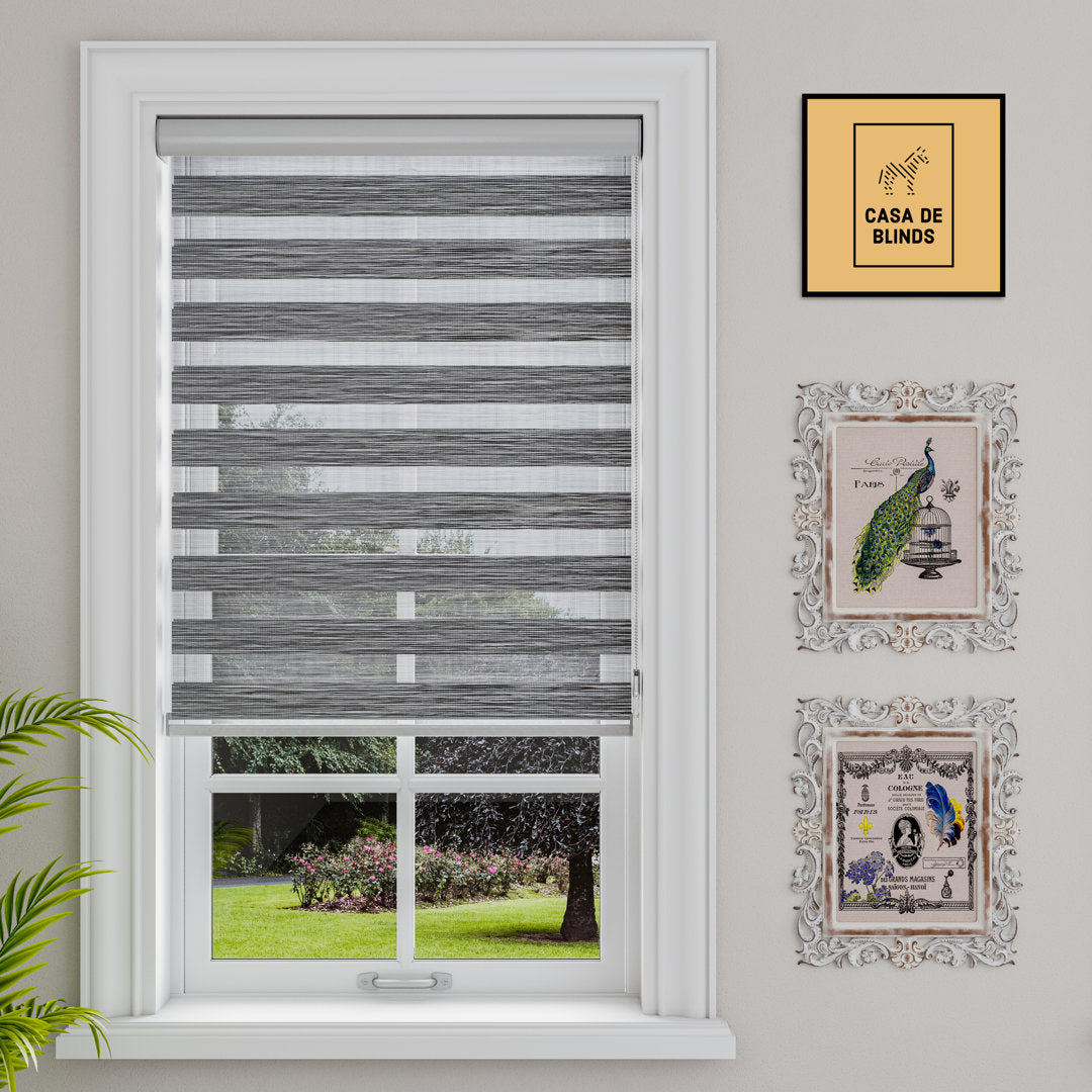 Zebra Blinds Window Dual Layer Roller Shades, Corded Horizontal Blind, Bedroom, Privacy, 72" Length Symple Stuff Color: Gray Size: 54"W x 72"L