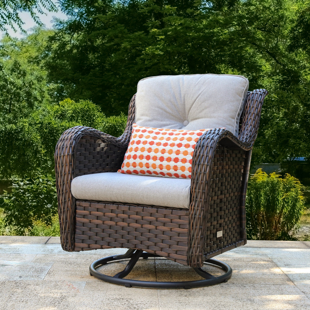 Alejah 4 Piece Rattan Sofa Seating Group with Cushions Lark Manor™ Ottoman Included: No
