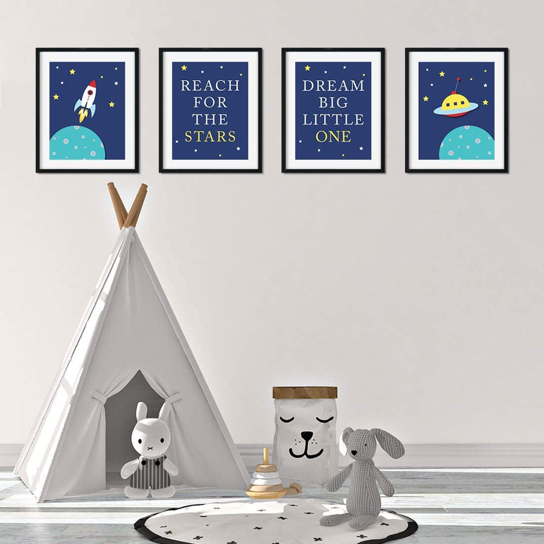 Wisner Rocket Ship 4-Piece Set Paper Print Zoomie Kids