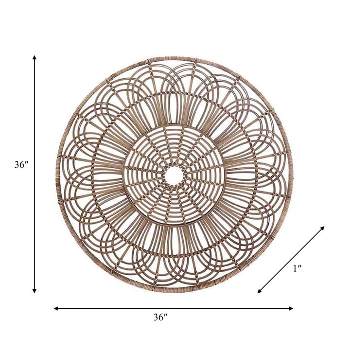 36-inch Round Wicker Brown Hanging Wall Decor - A Contemporary Rustic Accent for Home or Office Mistana™