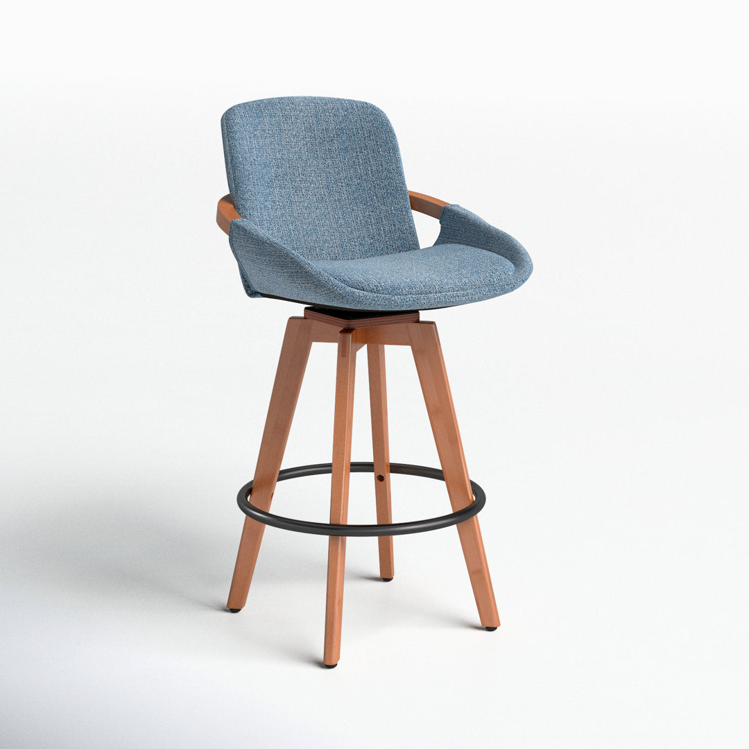 Whitacre Swivel Stool Wade Logan® Upholstery: Blue Noise Tweed, Seat Height: Counter Stool (26" Seat Height)