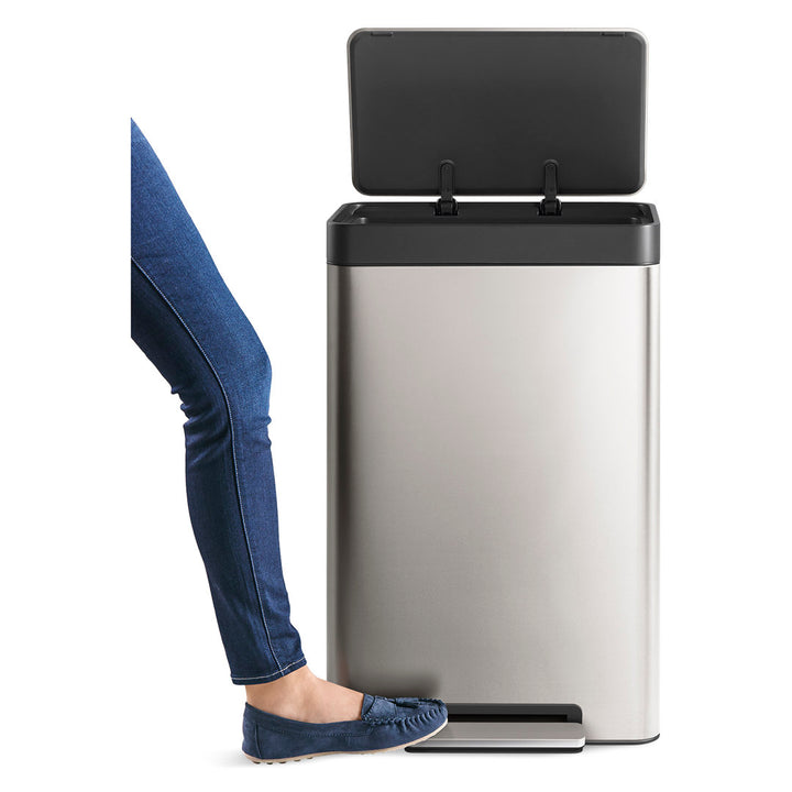 Reset 13 Gallon Kitchen Trash Can, Stainless Steel Hand Free Step Trash Can with Quiet-Close Lid Kohler Color: Stainless Steel