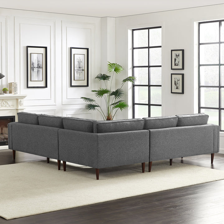 Isaak 105" Wide Symmetrical Corner Etta Avenue™ Fabric: Dark Gray Linen