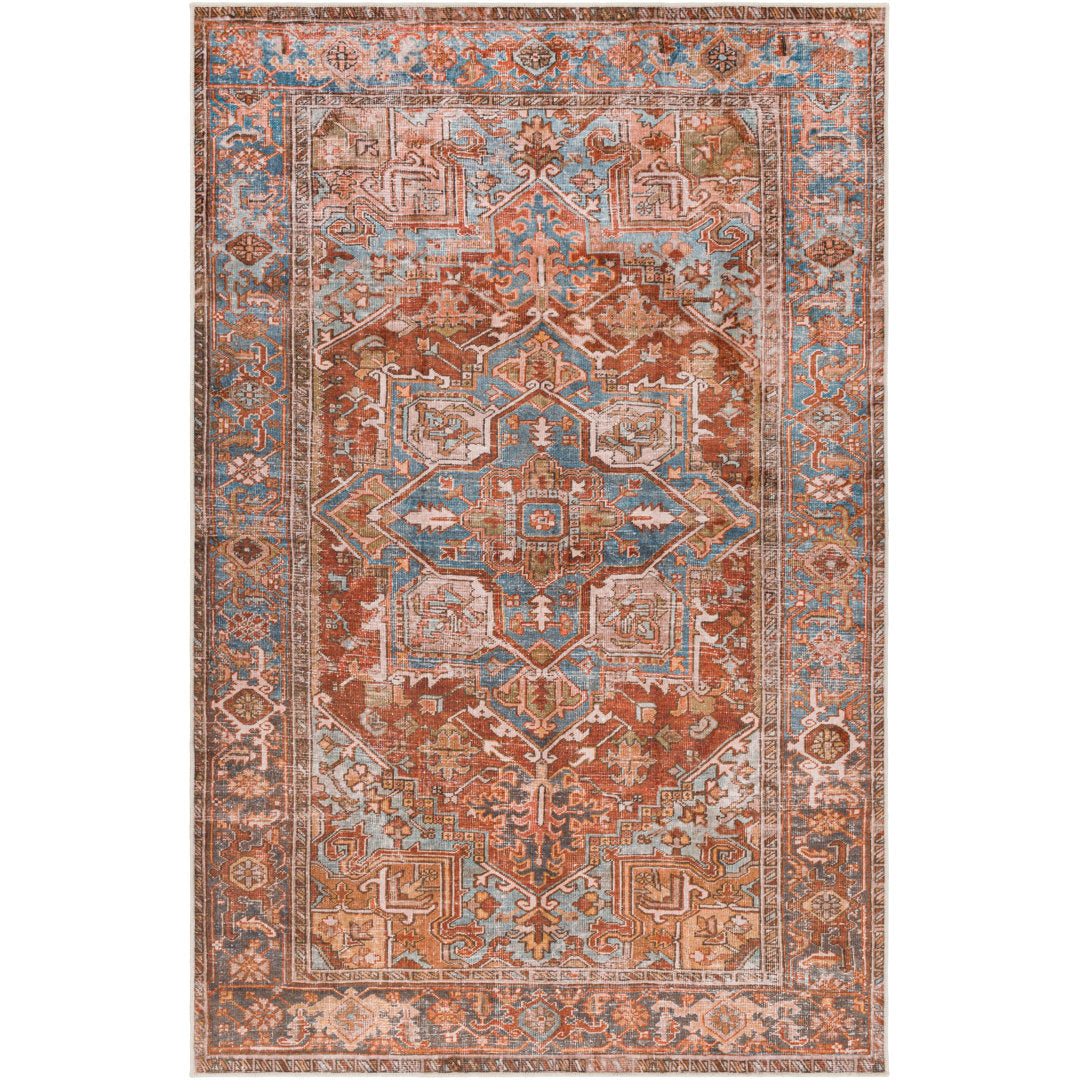 Mags Oriental Brick Red/Blue/Tan Area Rug Joss & Main Rug Size: Rectangle 2' x 3'
