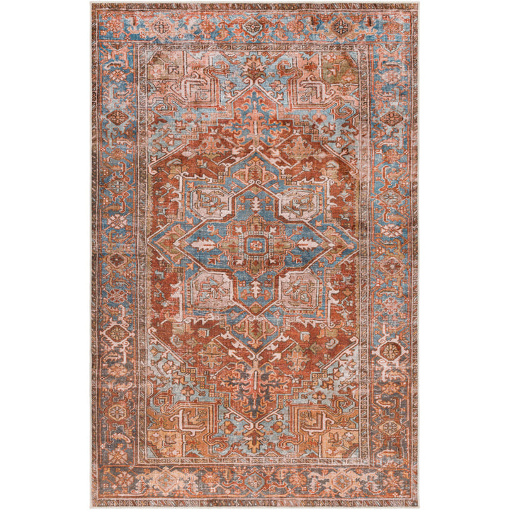 Mags Oriental Brick Red/Blue/Tan Area Rug Joss & Main Rug Size: Rectangle 2' x 3'